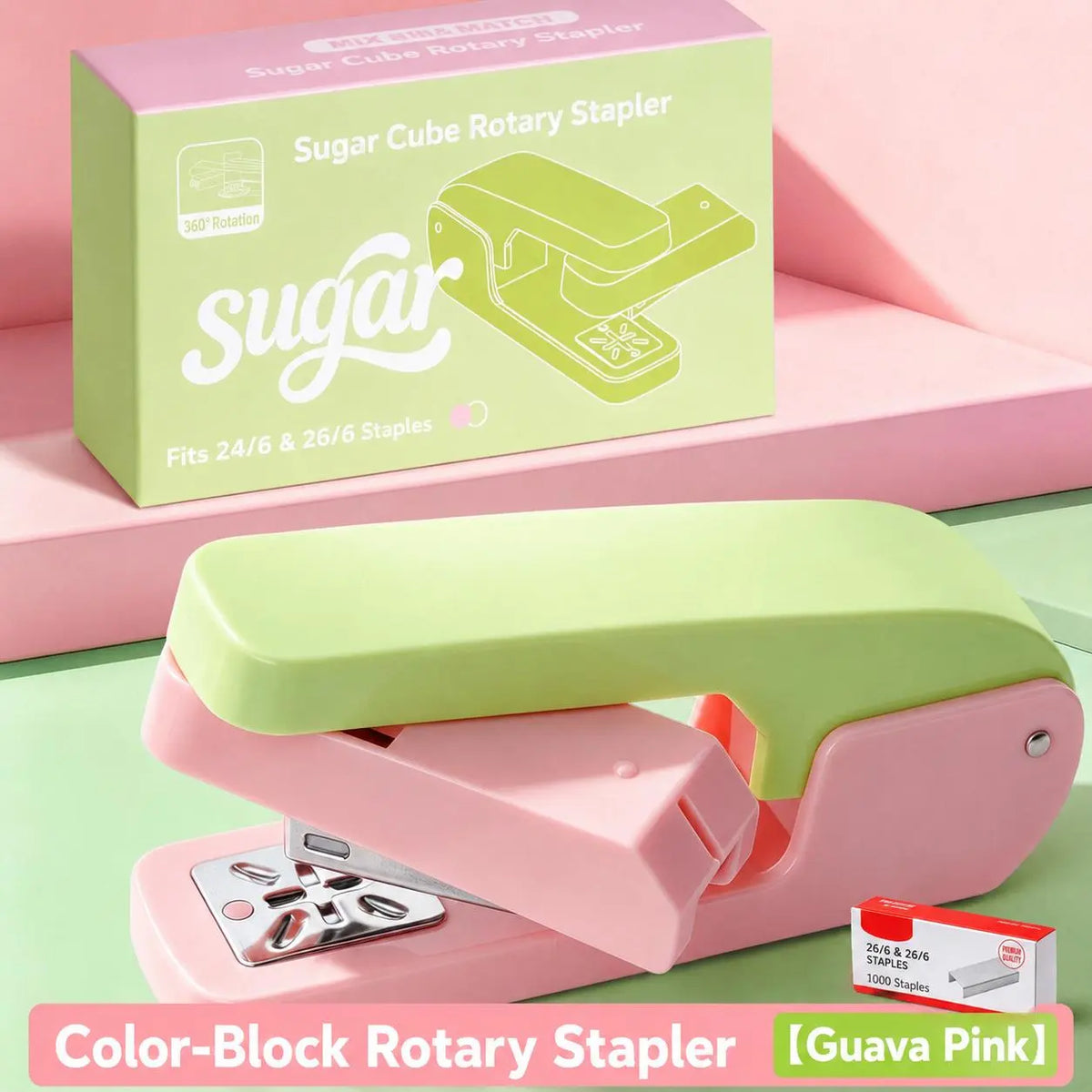 Rotating Swing Arm Stapler, 360 Degree Long Reach Stapler for Booklets