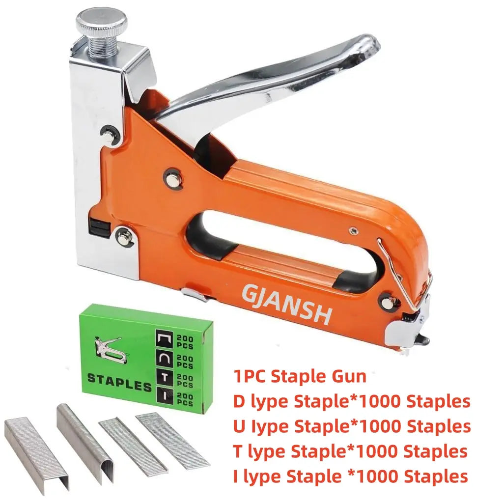 GJANSH Staple Gun Heavy Duty, 4-in-1 Stapler Gun with 800/4000 Staples, Manual Brad Nailer Power Adjustment Stapler Gun for Wood, Crafts, Carpentry, Decoration DIY toolupgrade
