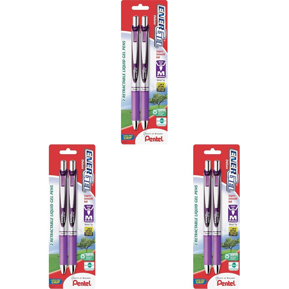 Pentel EnerGel RTX Retractable Liquid Gel Pen, (0.7mm), Medium Line, Metal Tip, Black Ink, Pack of 2 (BL77BP2A)