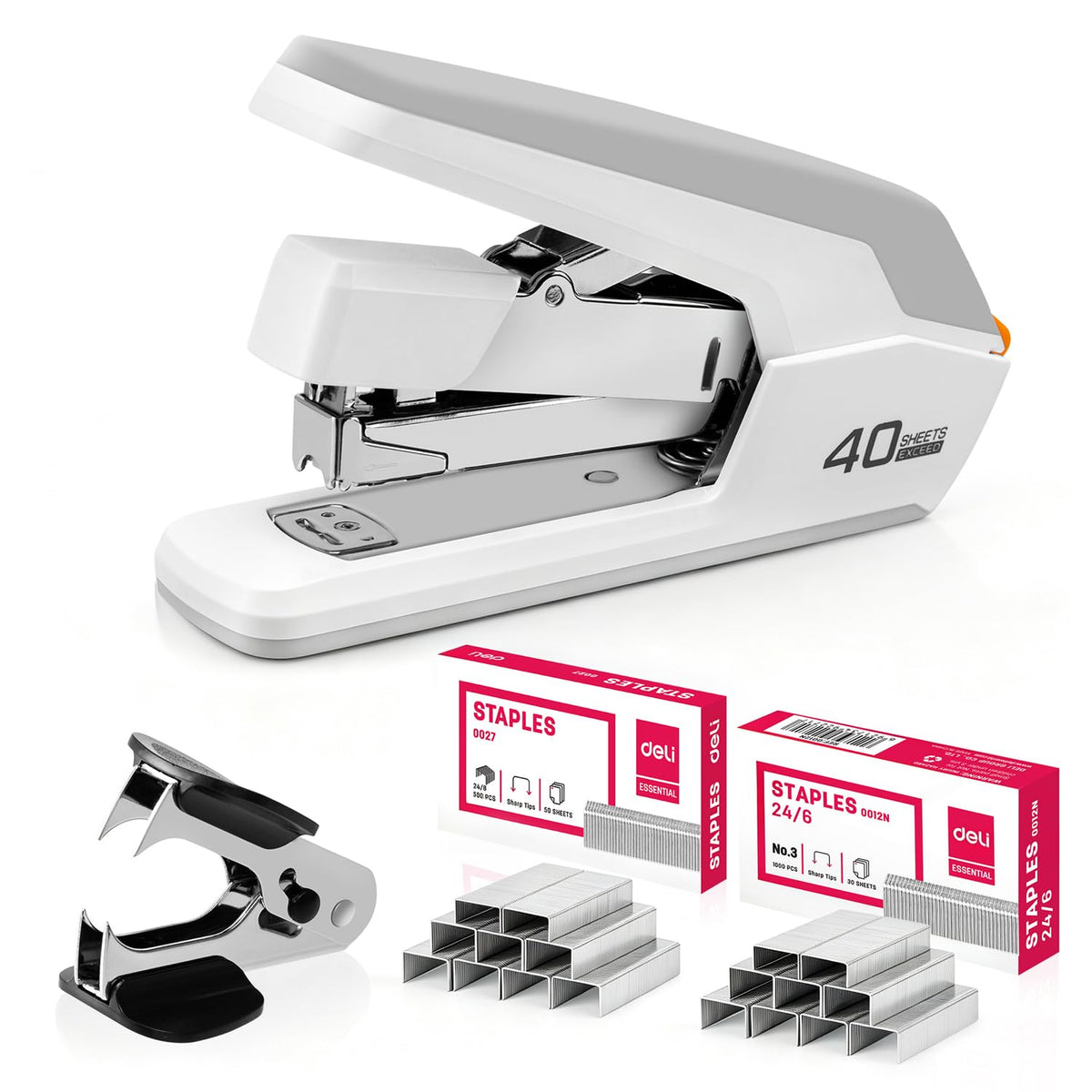Deli Effortless Desktop Stapler, Heavy Duty Stapler, Violet