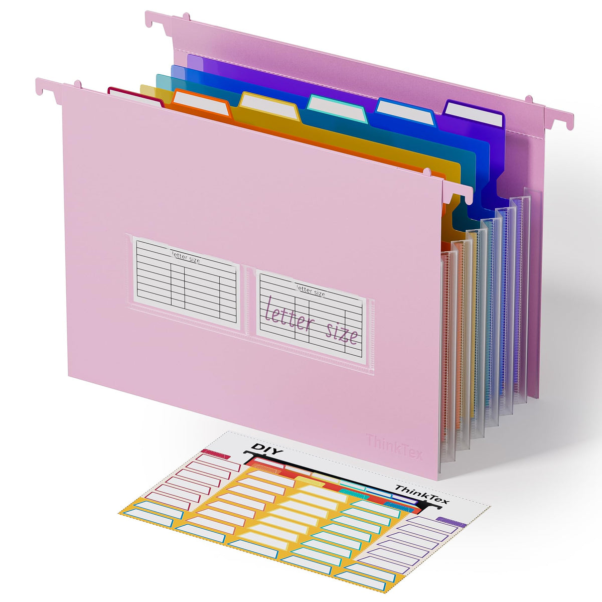 ThinkTex Plastic Expanding Hanging File Folders, 7 * 1.2" Accordion Pockets