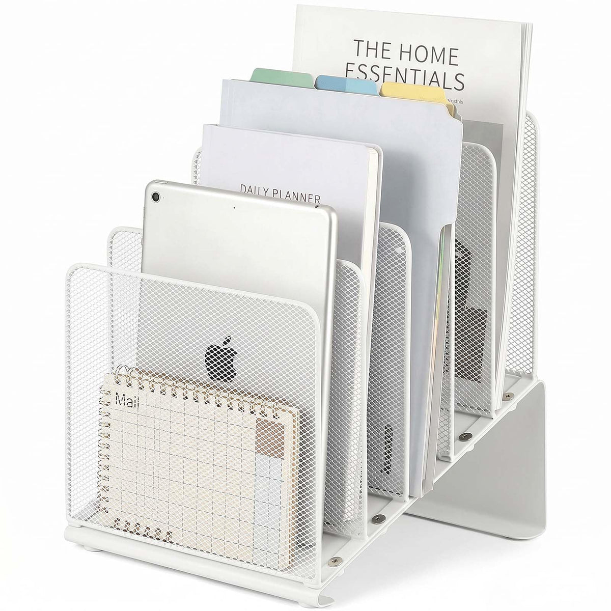 LEKETREE File Organizer for Desk, File Folder Organizer with 5-Section Vertical Rack, Suitable for Home Office Document Organization and Storage(Black)