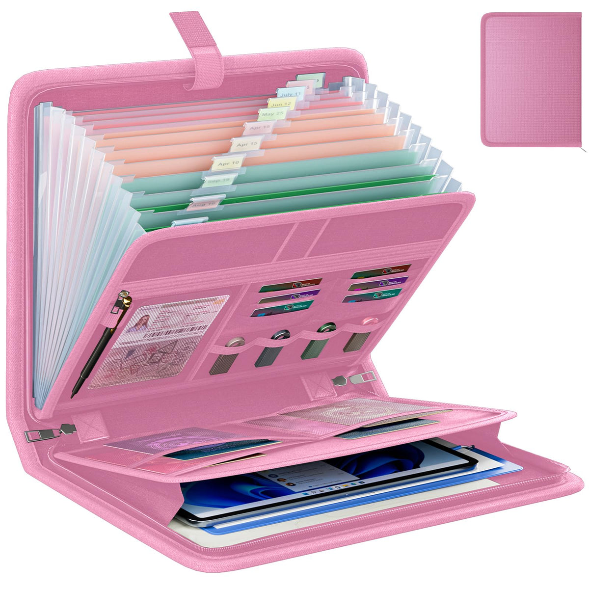 Fireproof Accordion File Organizer, Expanding File Folder with 13 Pockets