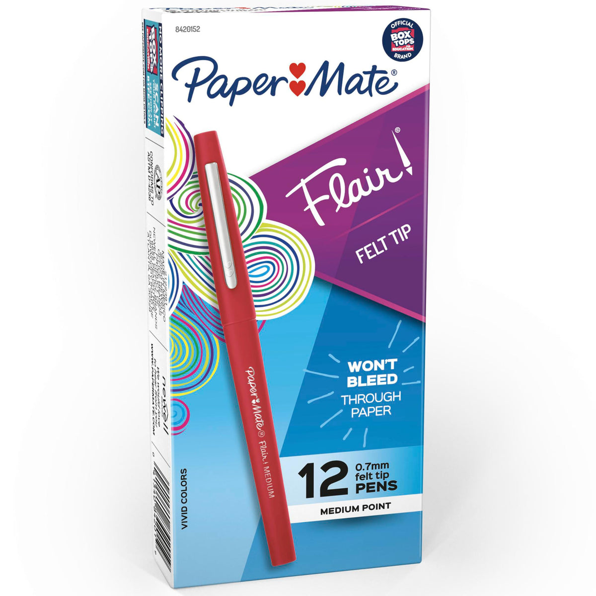 Paper Mate Flair Felt Tip Pens, Medium Point (0.7mm), Black, 12 Count - Teacher Supplies, Journaling, Note-Taking, Writing