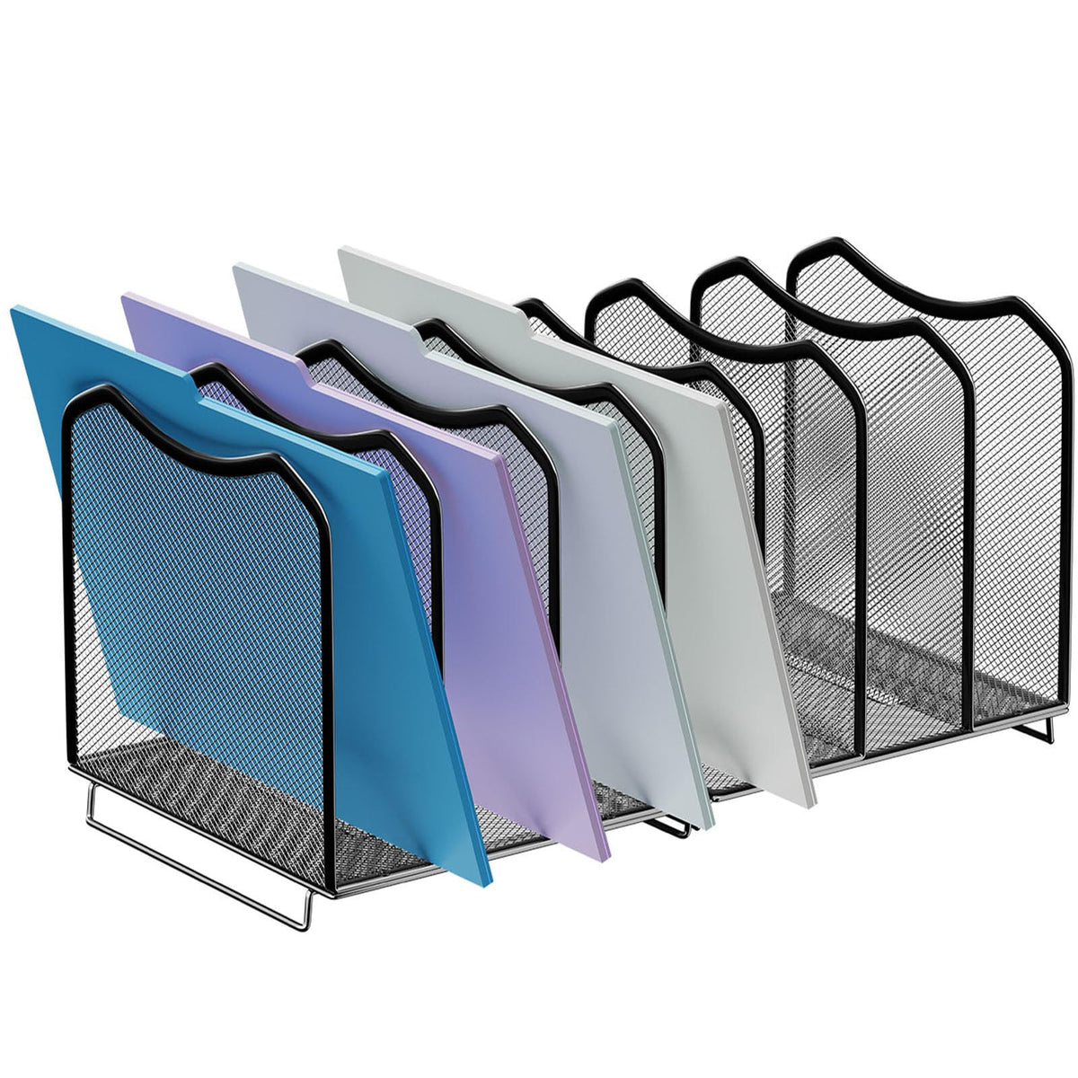 Simple Trending 5-Section Vertical File Organizer, Black
