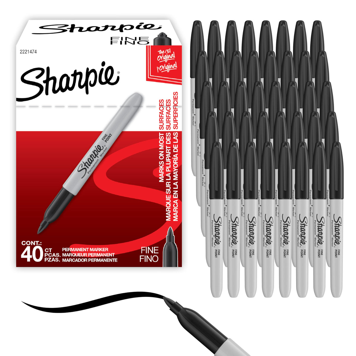 Sharpie Permanent Markers, Fine Tip, Black, 12 Count - Quick Drying, Fade Resistant, For Wood, Plastic, Paper, Metal, And More