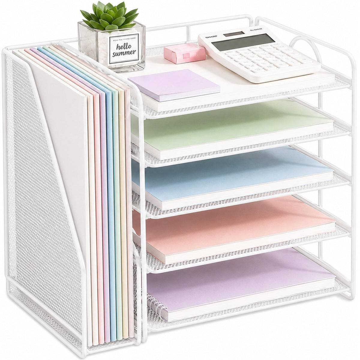 OPNICE Desk Organizer, 5-Tier Paper Organizer Letter Tray, Black