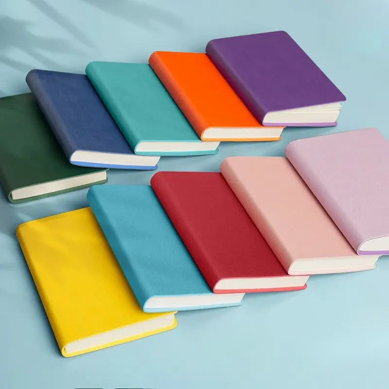 10-pack discounted soft leather mini pocket notebook — includes 4 pens; faux leather portable lined page notebook; compact planner suitable for school, office, travel, students; portable diary and planning booklet,sohochic