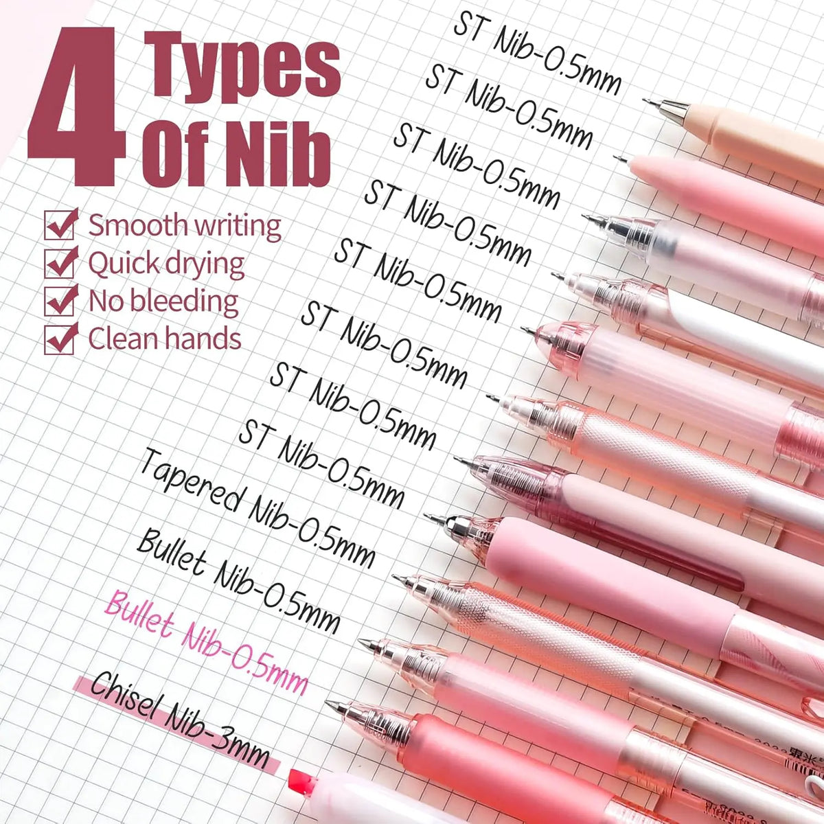 Four Candies 12PCS Pastel Gel Pen Set, Cute 0.5 mm Fine Point Writing Pens with 10 Black,1 Pink Ink,1 Highlighter, Quick Dry Aesthetic Girly Stationery Desk Accessories for Students, Notebook Writing,School & Office back to school supplies