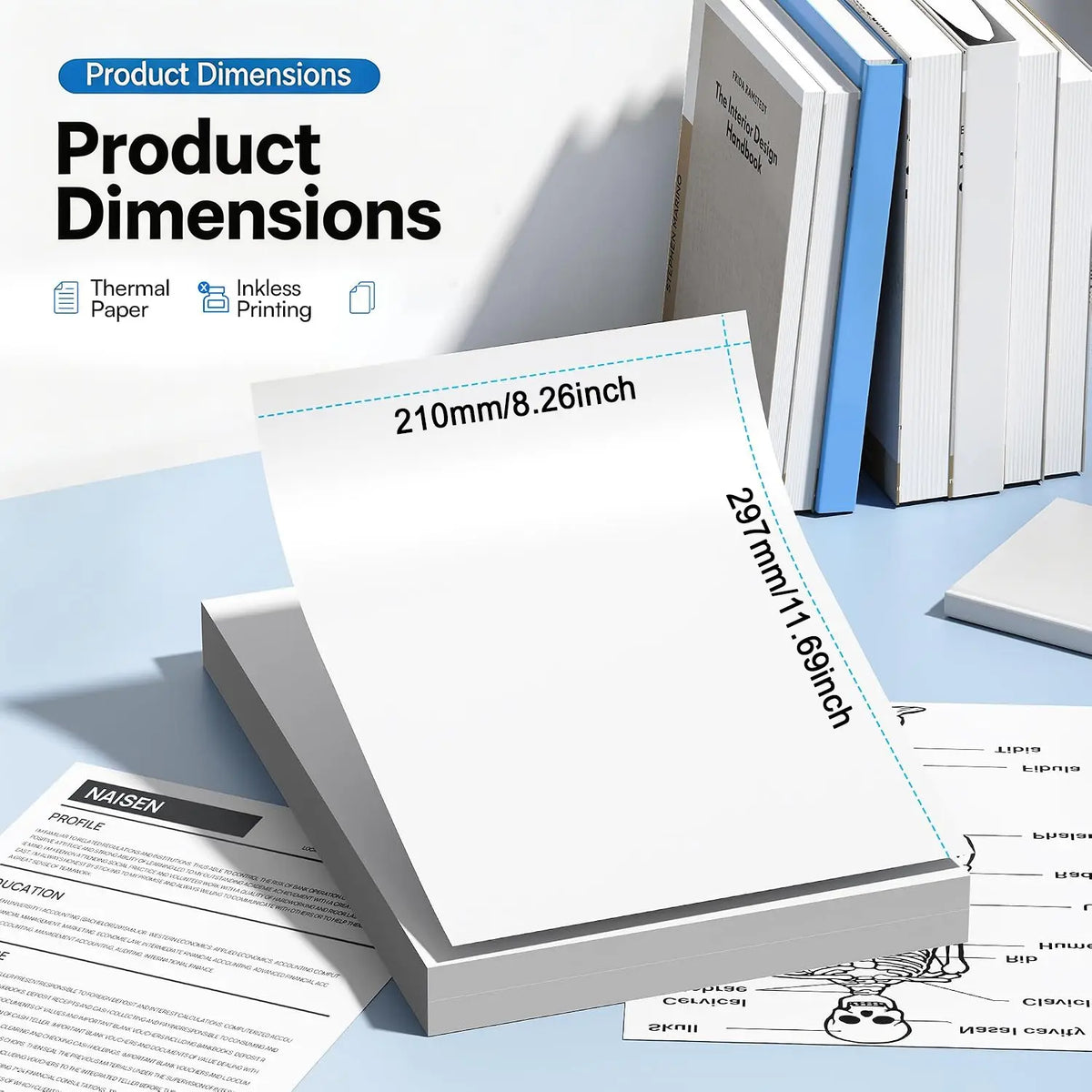 A4 high-quality thermal printing paper (399 sheets), quick-drying, multi-purpose image printing, no ink required, compatible with most portable printers, an ideal choice for homework and contracts.