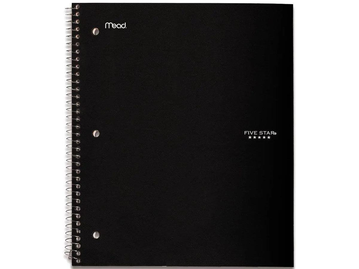 Five Star 72057 Wirebound Notebook, College Rule, 11 X 8 1/2, 100 Sheets, Black