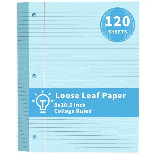 Loose Leaf Paper 8x10.5 Colored Filler Paper 120 Sheets College Ruled Paper