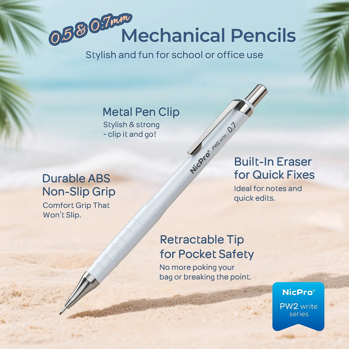 Nicpro Cute Mechanical Pencil Set, 4PCS 0.5 & 0.7 mm Pastel Drafting Pencils with 4 Tube HB Lead Refills, 4B Erasers, Rotary Retractable Eraser, Eraser Refill for Writing Sketching School Supplies,back to school,back to school haul