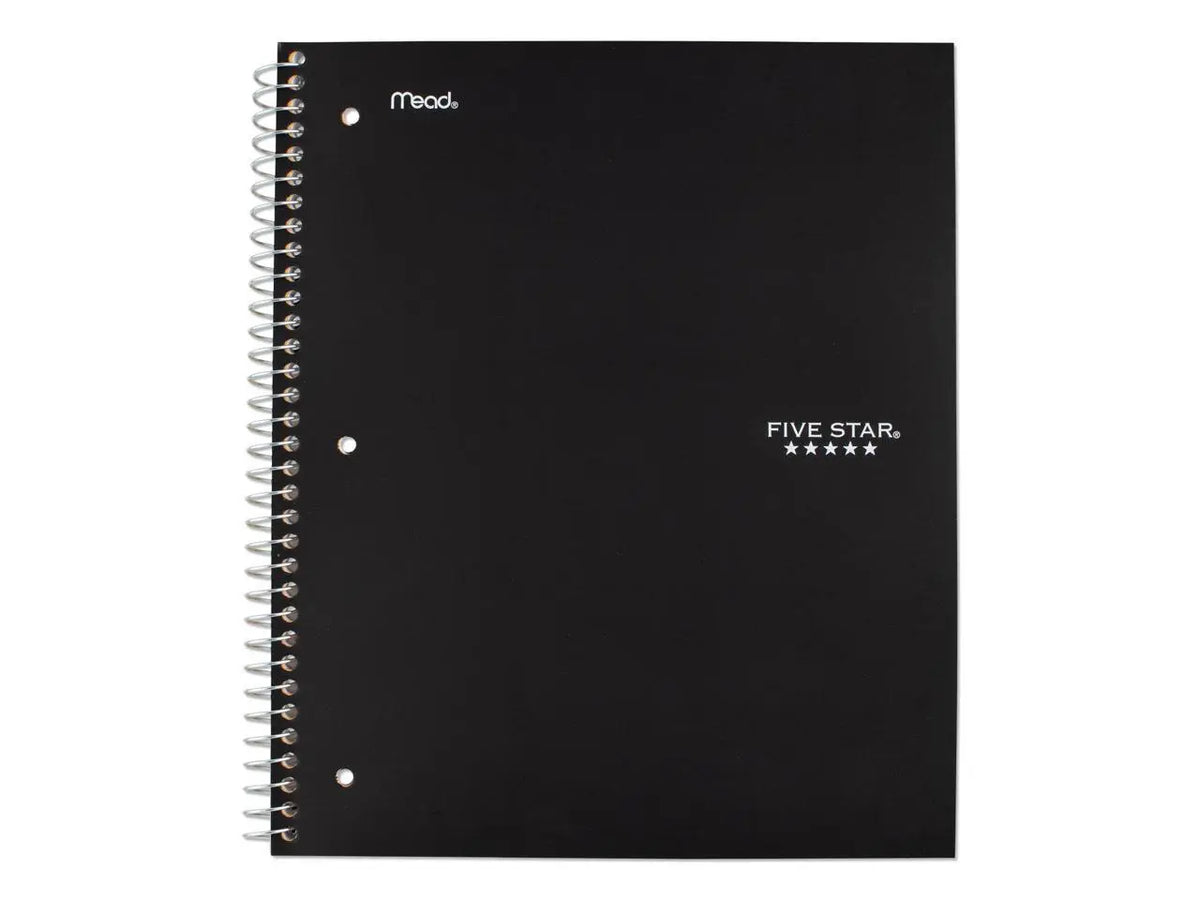 Five Star 72057 Wirebound Notebook, College Rule, 11 X 8 1/2, 100 Sheets, Black