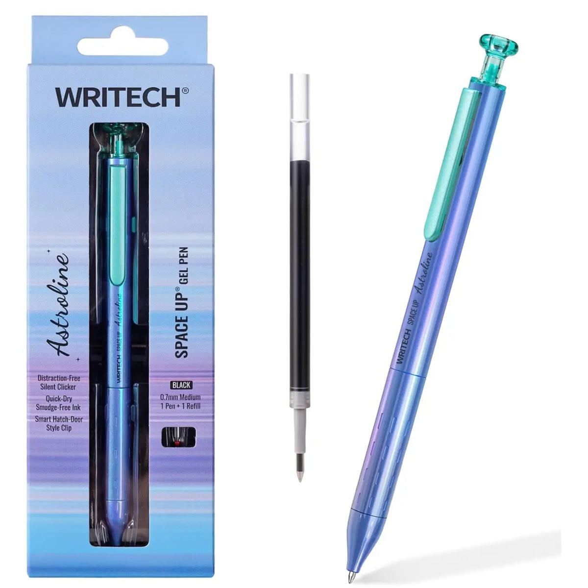 WRITECH Gel Pens Black Ink Sleek Metal Barrel 0.7mm Retractable Quick-Drying Space Up Astroline Silent Clicker No Smear Office Supplies Writing Tools