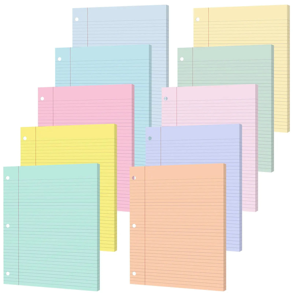 GISGFIM Durable College Ruled Loose Leaf Binder Paper - 100 Thick Sheets, 8"x10.5" 3-Hole Punched Refill Inserts for 3-Ring Binders, Vibrant Office Supplies with Ample Space, Back to School & School Supplies College Essentials, College School Supplies,soh