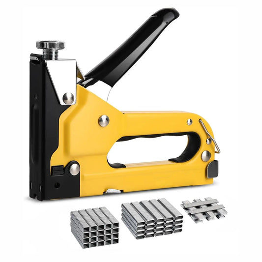 Upholstery Staple Gun Heavy Duty, 3-in-1 Stapler Gun with 3 Staples, Manual Brad Nailer Power Adjustment Stapler Gun for Wood, Crafts, Carpentry, Decoration DIY