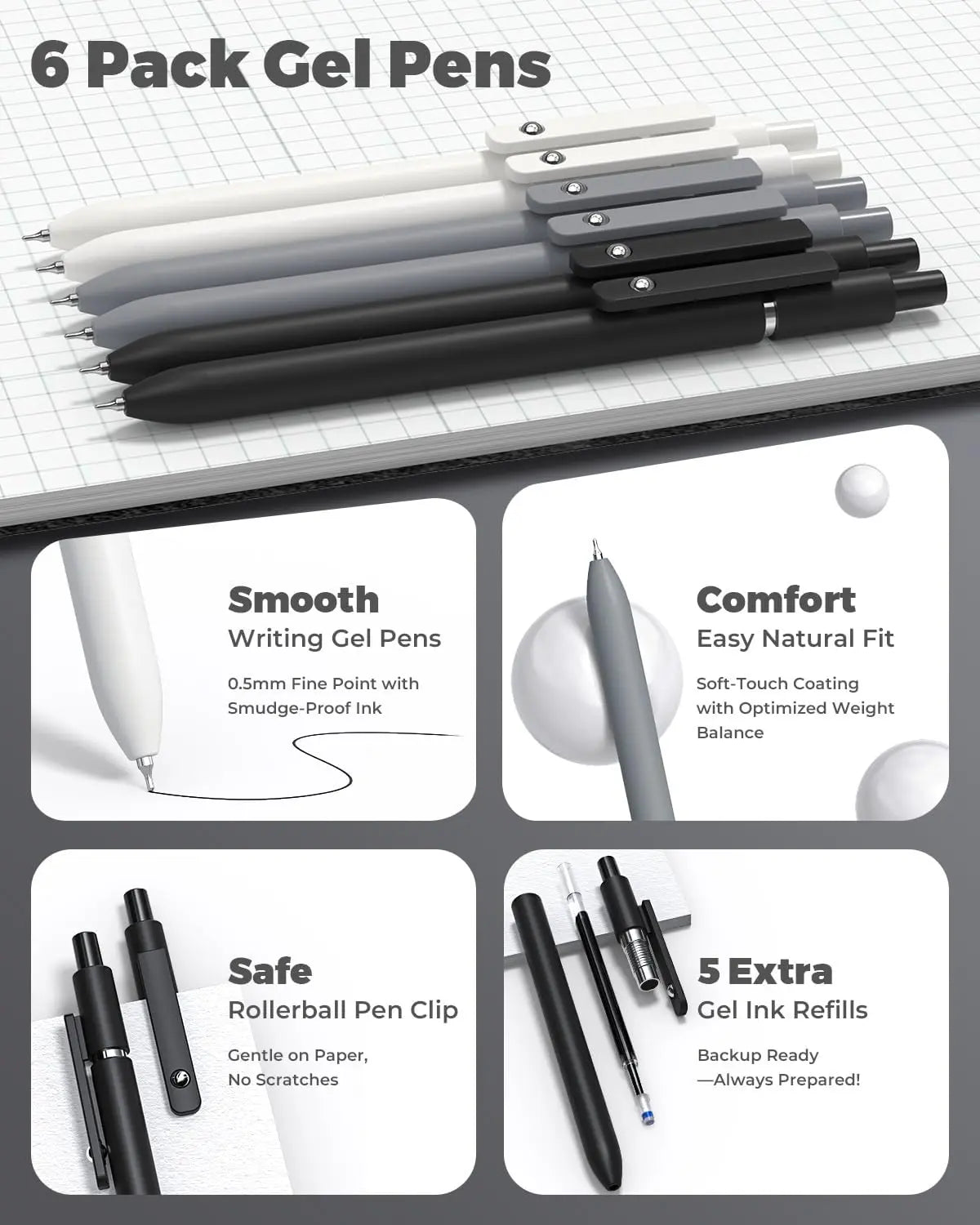 Four Candies 45 PCS Stationery Set with Pen Case, College Supplies and Nursing Student Essentials, 12 Pastel Highlighters, 6 Black Gel Pens, 6 Mechanical Pencils, Back to School Supplies Shopping