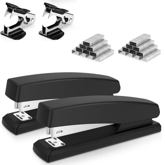 2Pcs Metal Stapler Heavy Duty with 2000 Staples and Staple Remover, Full Strip Staplers for Desk, No Jam, Non-Slip for Office & Classroom, Black - Home Improvement.,sohochic