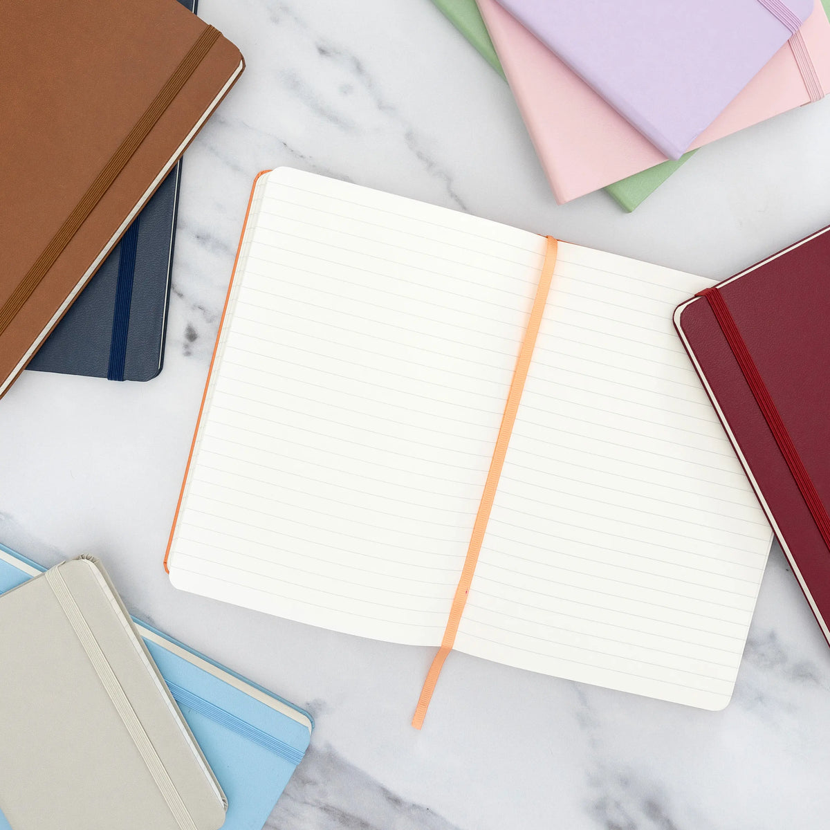 PAPERAGE Faux Leather Hardcover Lined Journal Notebook - 5.6" x 8", 100 GSM Thick Premium Paper, Elastic Band, Back to School Haul, College Supplies, School Supplies Haul, Office Stationery