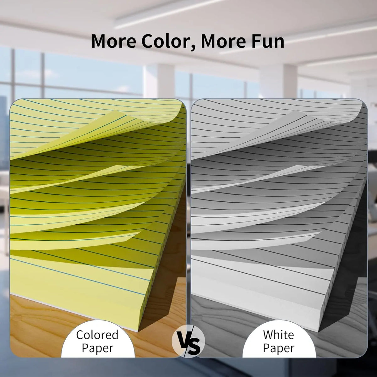 Loose Leaf Paper 500 Sheets 8" x 10.5" Colored Filler Paper College Ruled 3-Hole Punched Lined Paper Notebook Paper 3-Ring Binders