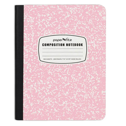 Paper Rite Classic Non-Customized Assorted Marble Composition Notebook - backtoschoolshopping School Supply Haul Cute Standard Rectangular Wide-Ruled, 9.75x7.5in Comfortable Size, 100 Sheets/200 Pages, Durable for School (1, Blush Pink)