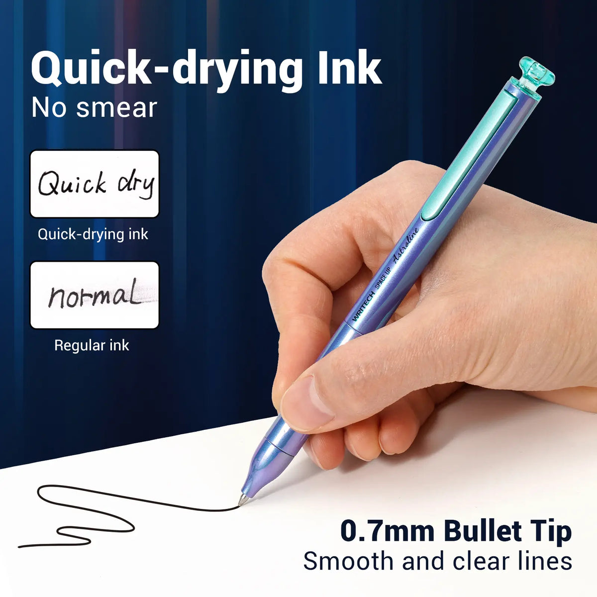 WRITECH Gel Pens Black Ink Sleek Metal Barrel 0.7mm Retractable Quick-Drying Space Up Astroline Silent Clicker No Smear Office Supplies Writing Tools