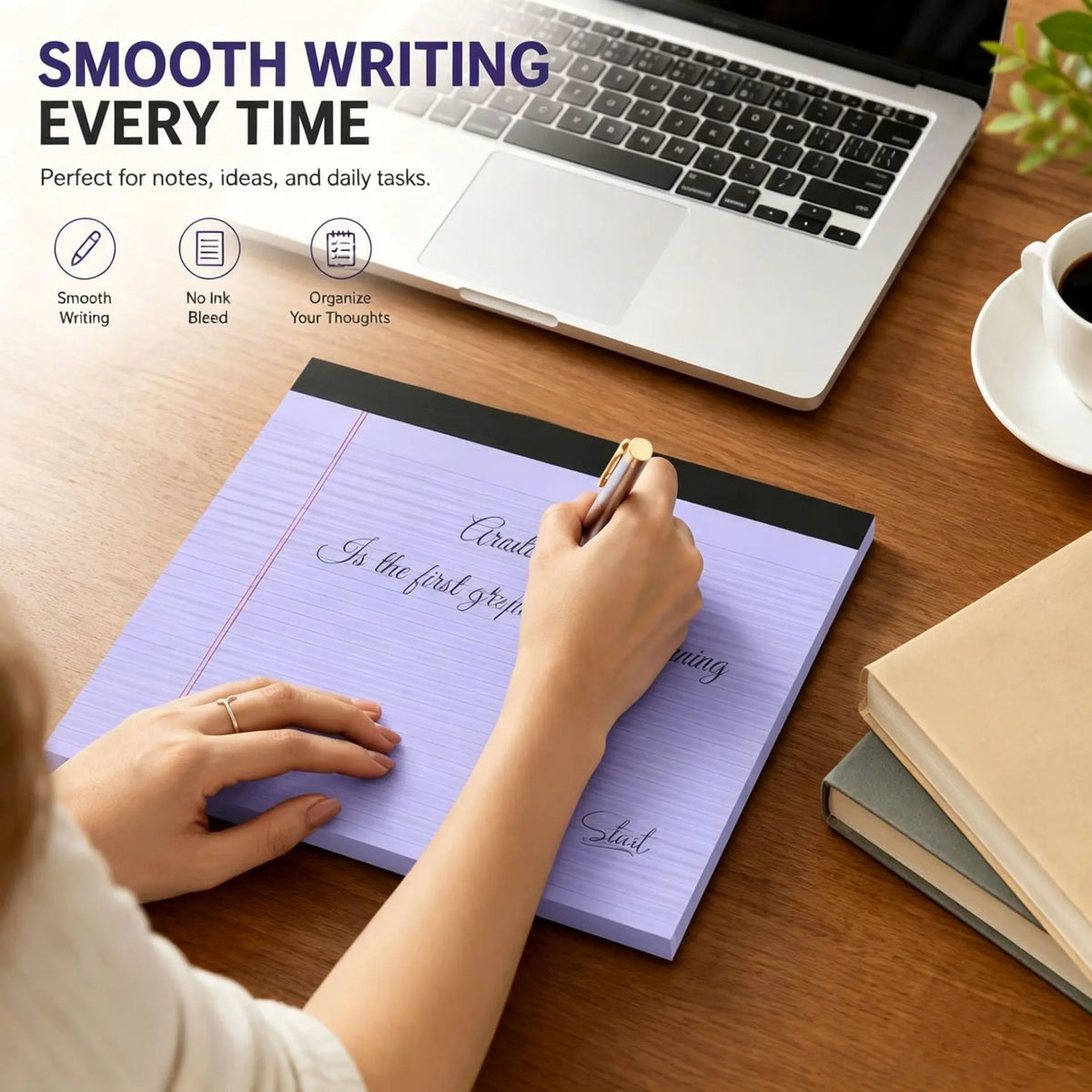 5 Pack Wide Legal Pads , 11" x 9.5" Landscape Set Of Pink Purple Blue Green Yellow College Ruled Note Pad Narrow Ruled 30 Sheets per Notepad Perforated Writing Paper Thick Backboard Horizontal Pads of Paper Office Stationery Supplies Student Essentials