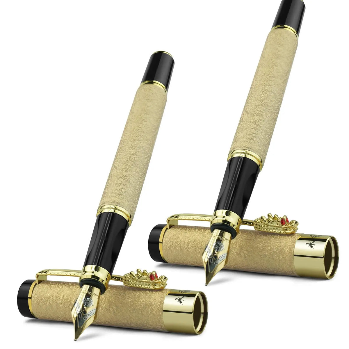 Luxury Dragon Pattern Metallic Fountain Pen Set, Business Signature Pen with Gift Box, Replaceable Ink Sac Smooth Writing Aesthetic Pen, Office Writing Tool, Office Stationery Supplies