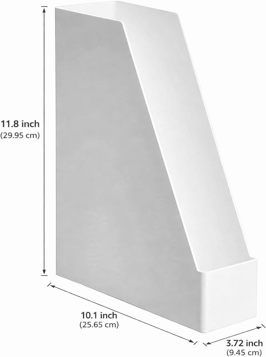 Amazon Basics Rectangular Plastic Desk Organizer, Magazine Rack, White, 2-Pack Temp