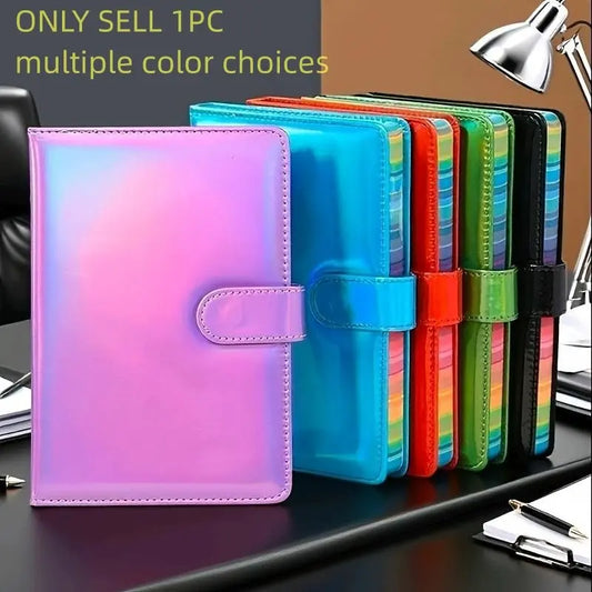 A5 Notebook with Laser Soft Cover, Simple Student Diary, Business Thick Memo Pad, 180 Pages, Unique Laser Design, Colorful Binding, Stationery Supplies, Notebook for School