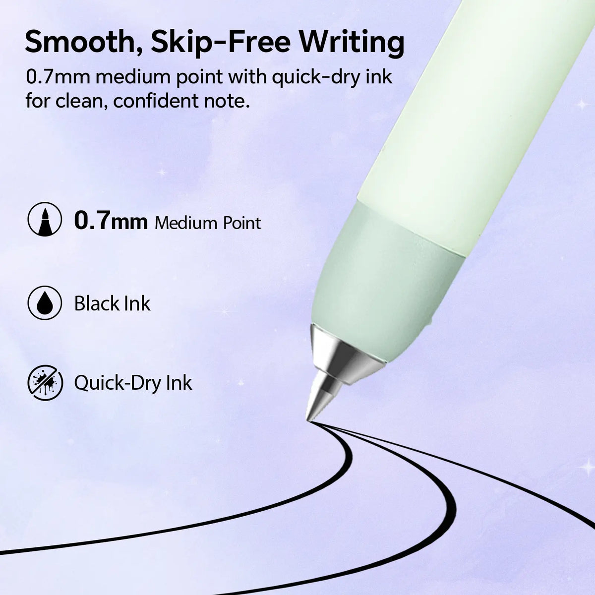 WRITECH Morph Extendable Gel Pen: 0.7mm Black Ink Mini to Full Size Soft Grip Portable Extendable Pocket Pen Set with 2 Pens and 2 Refills