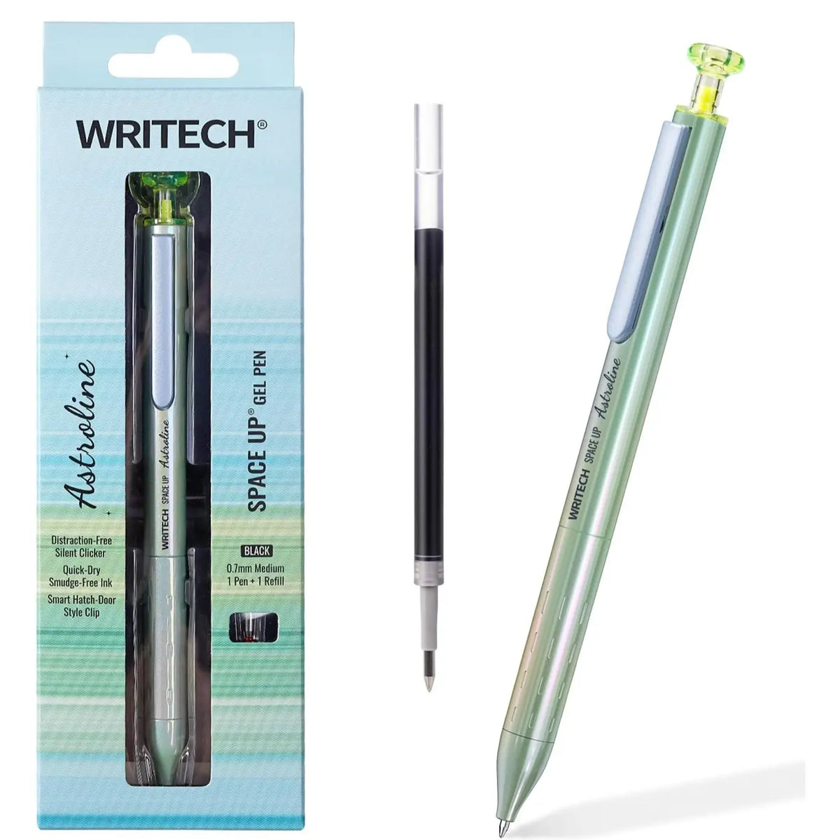 WRITECH Gel Pens Black Ink Sleek Metal Barrel 0.7mm Retractable Quick-Drying Space Up Astroline Silent Clicker No Smear Office Supplies Writing Tools
