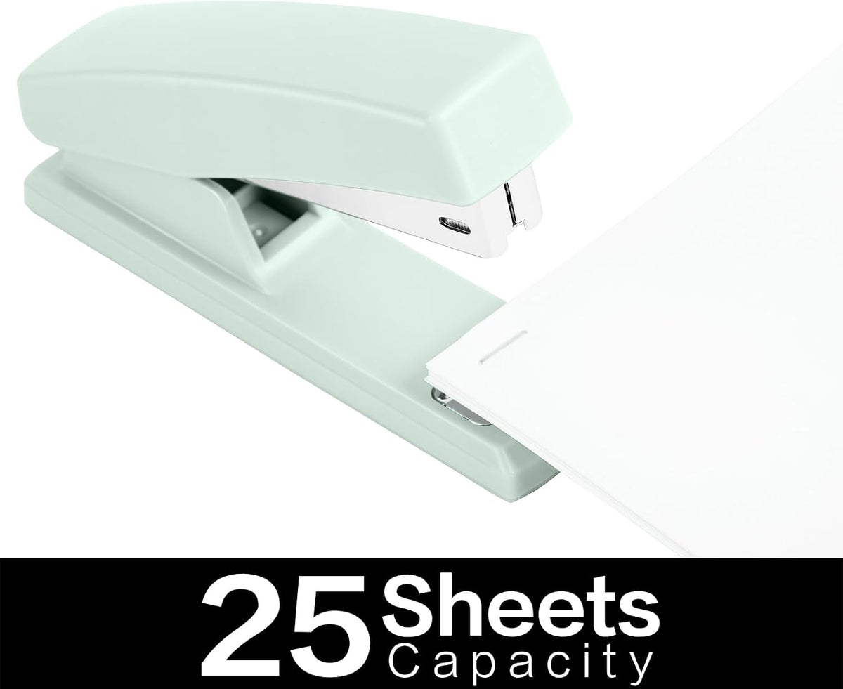 Deli Stapler, Desktop Staplers with 640 Staples, 25 Sheet Capacity, Green