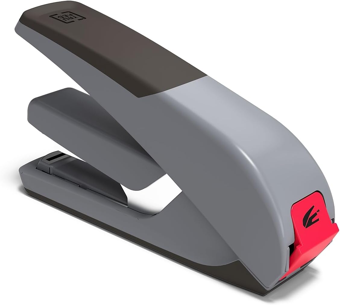 TRU RED One‑Touch DX‑4 Desktop Stapler, 30‑Sheet Capacity, Black/Gray – Low‑Force Stapler with Non‑Slip Grip