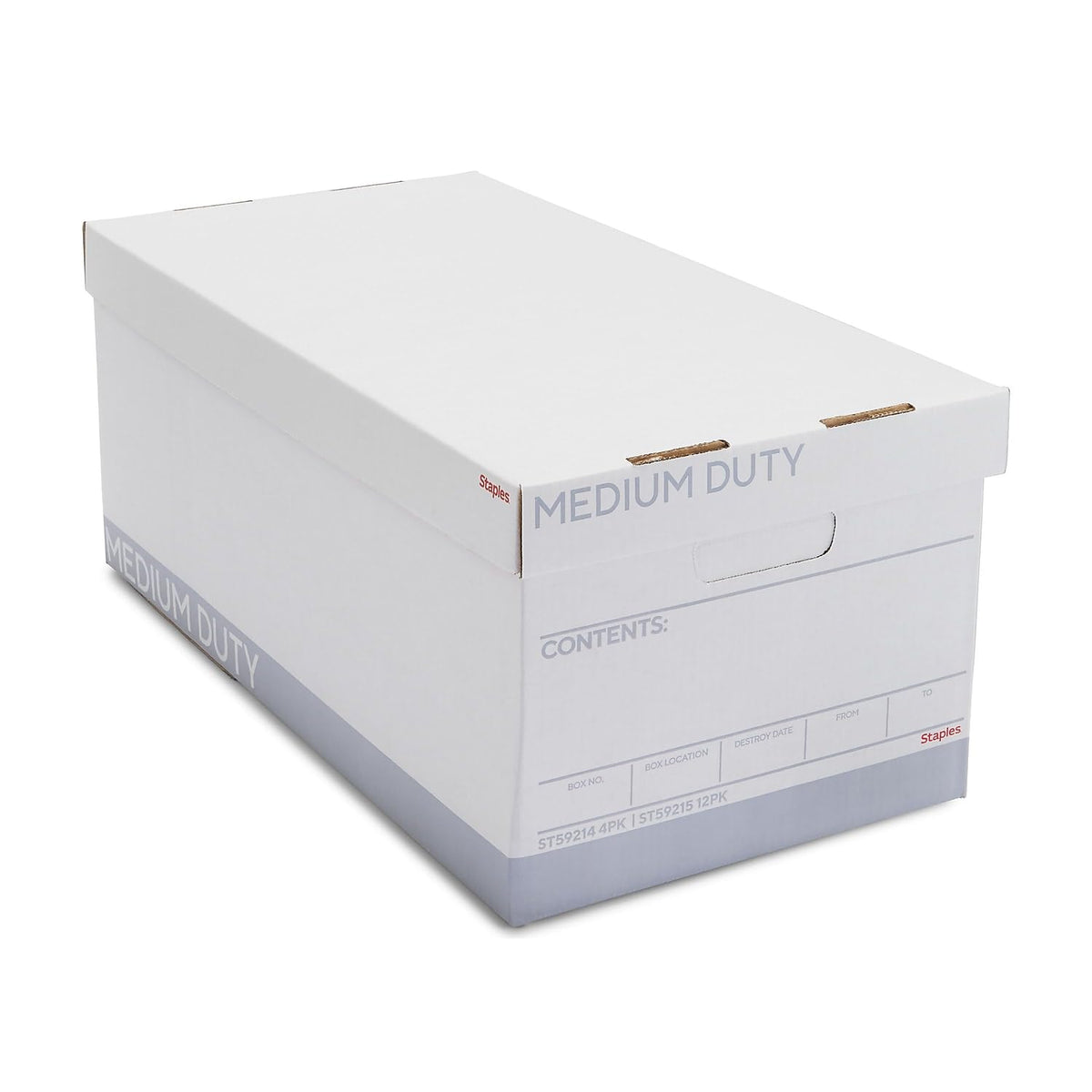 Staples Corrugated File Box, Lift-Off Lid, Letter/Legal, White/Black, 10/Pk