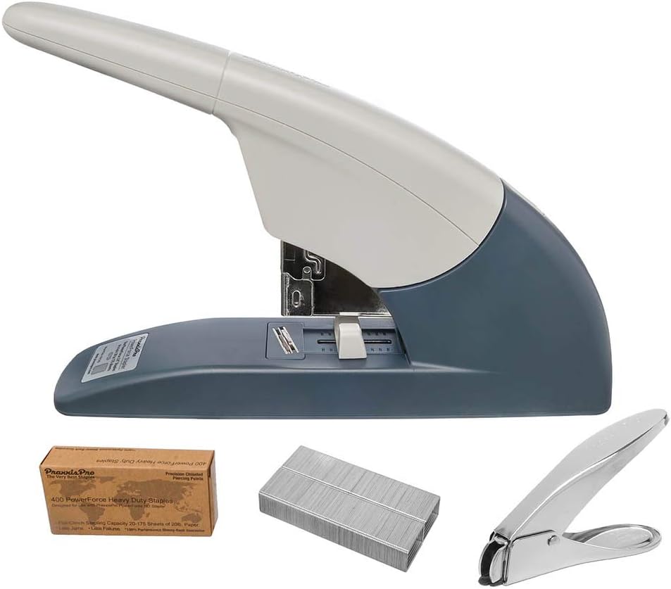 PowerForce 175 Heavy Duty Flat Clinch Office Stapler, 20 to 175 Sheets Using one Size 3/4" Leg-Length Staple, Includes 400 Staples and a Staple Remover