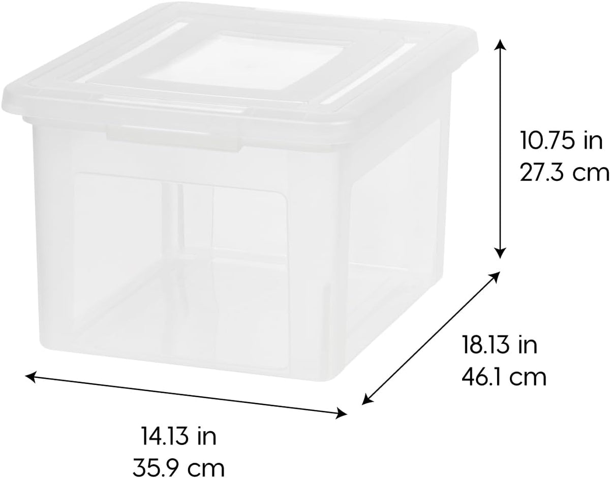 IRIS USA 35 Qt. Letter/Legal File Box with Latching Lid, Clear