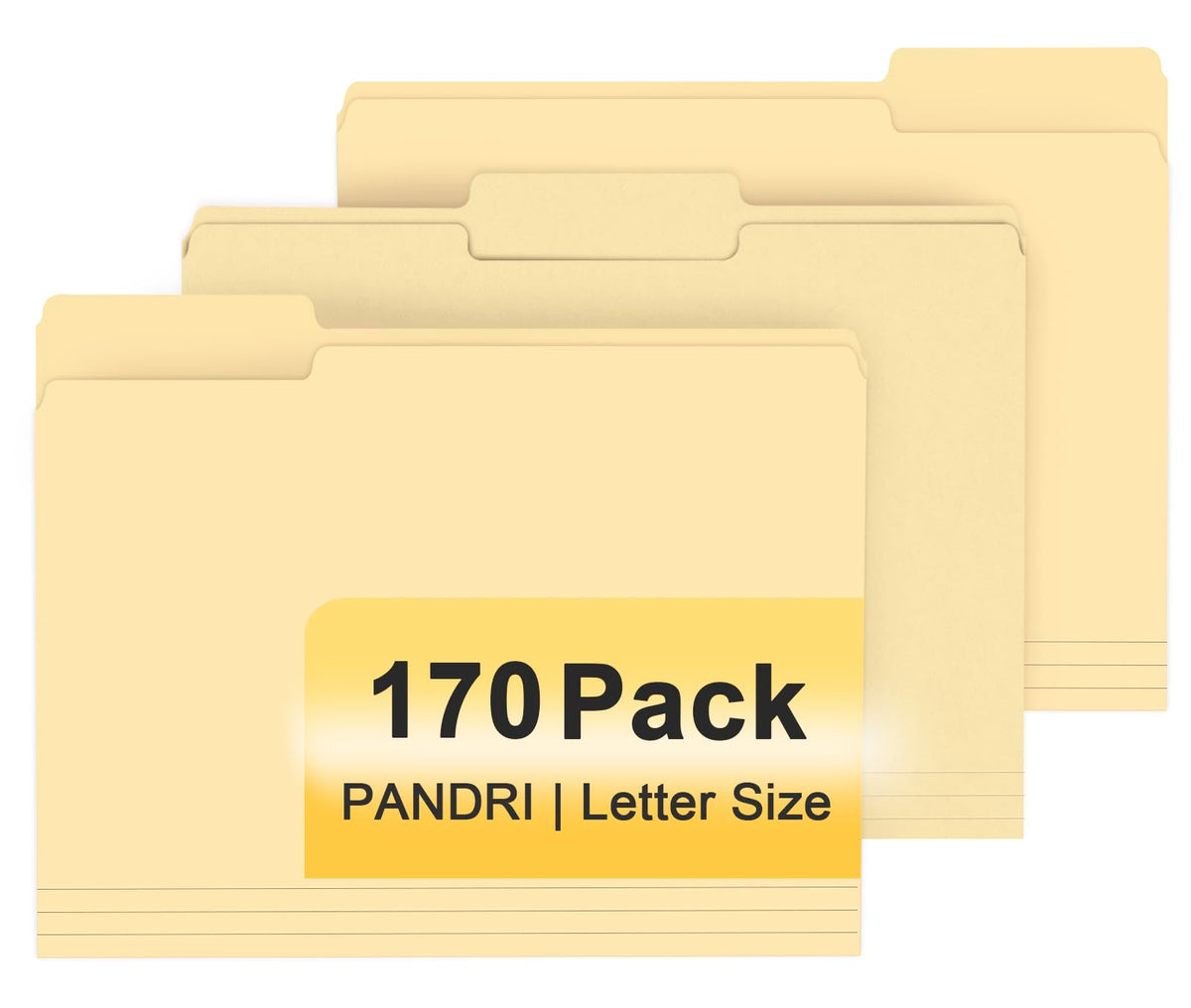 PANDRI Colored File Folders, 170 Pack 1/3 Cut Tab File Folder, 12 Colors