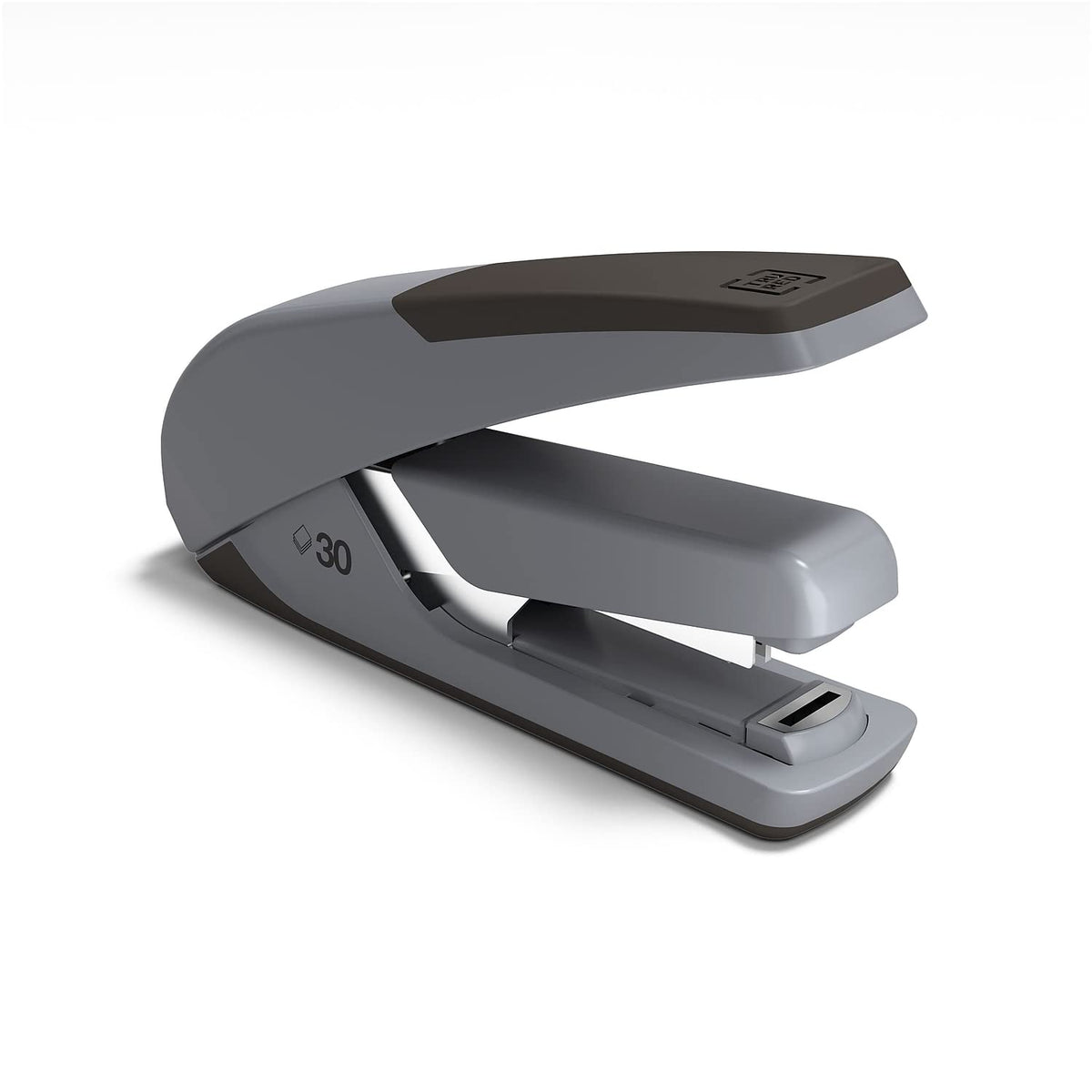 TRU RED One‑Touch DX‑4 Desktop Stapler, 30‑Sheet Capacity, Black/Gray – Low‑Force Stapler with Non‑Slip Grip
