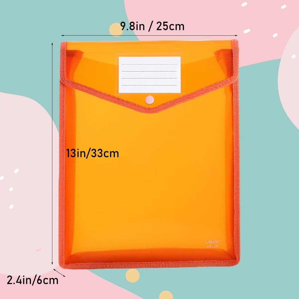 A4 Expandable Plastic File Pouch, Snap Closure, 10-Pack, Assorted Colors