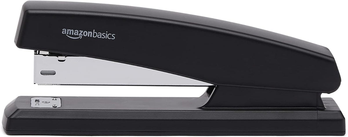 Amazon Basics Desktop Office Stapler, Lightweight, 25 Sheet Capacity, Non-Slip, Black, 3-Pack with 1000 Staples