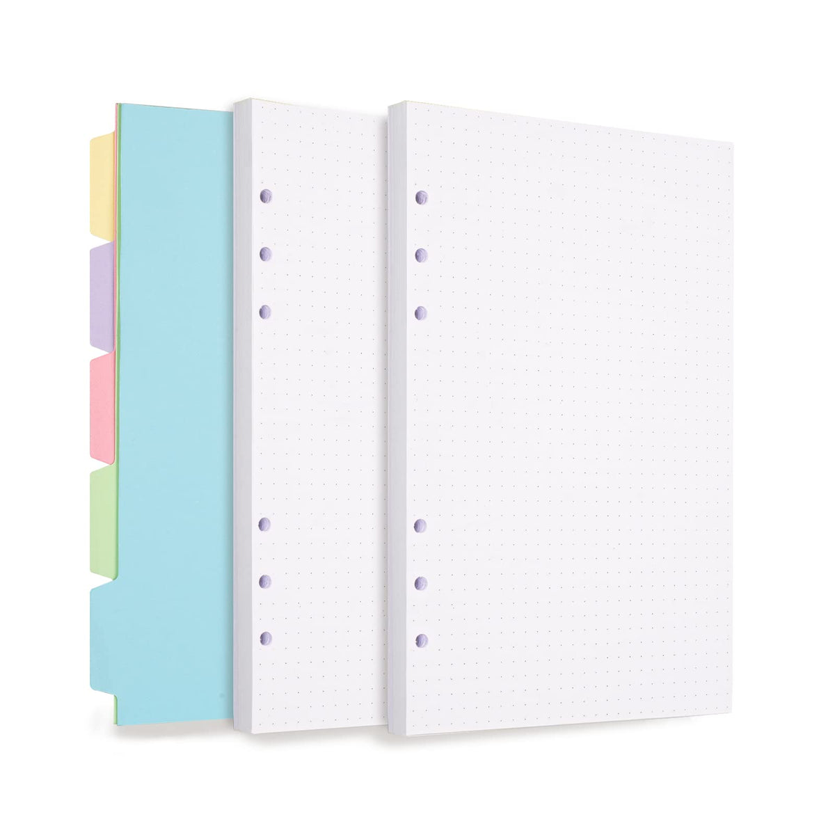 A5 Refill Paper, 6 Ring Lined Paper with Binder Dividers, 240 Pages, White