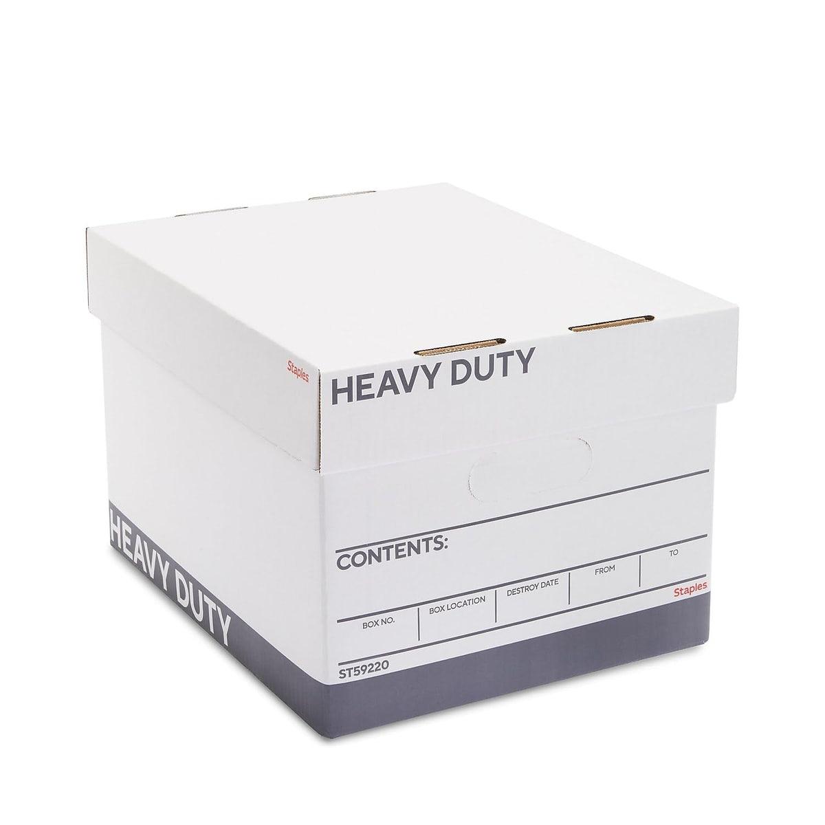 Staples Corrugated File Box, Lift-Off Lid, Letter/Legal, White/Black, 10/Pk