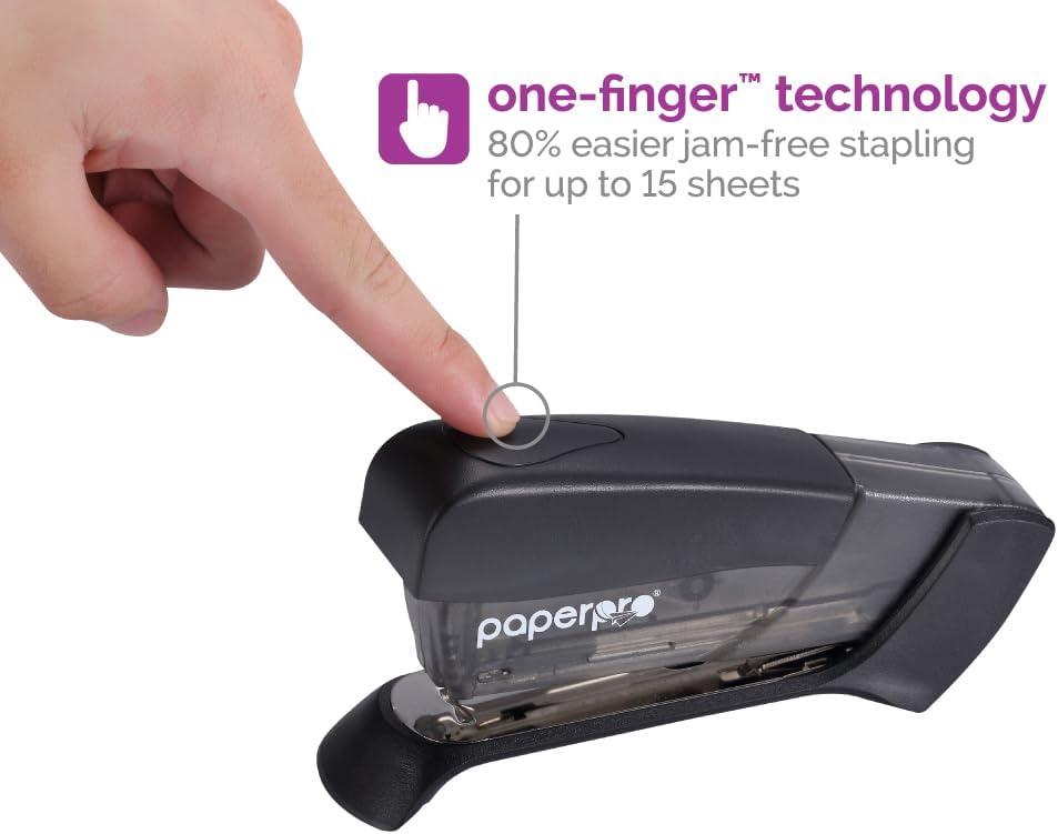 PaperPro Compact Classic Stapler, 15 Sheet, 80% Easier Stapling, Assorted