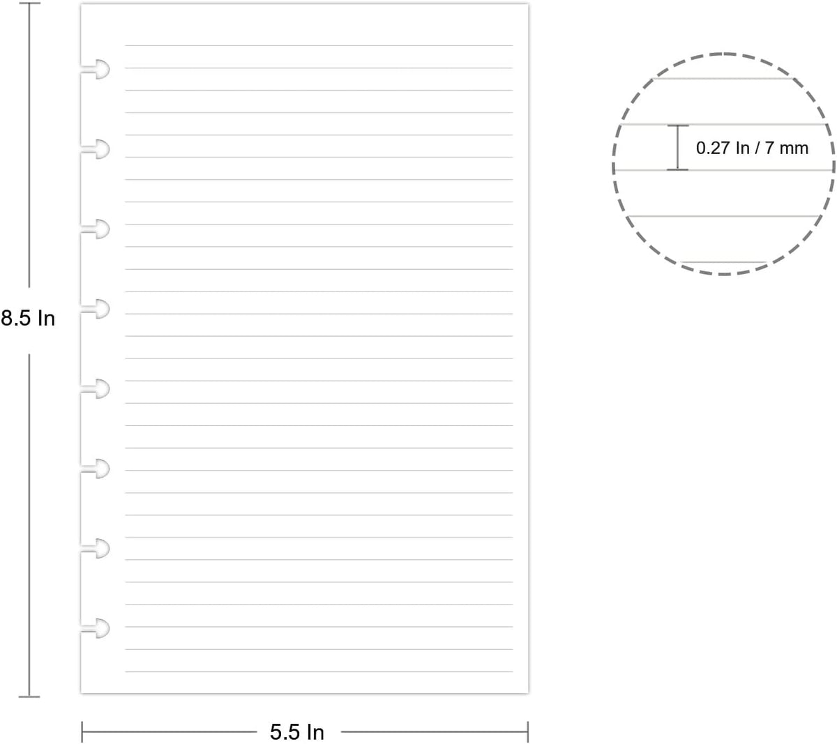 Junior Size Refills Paper, A5 Loose Leaf Paper for TUL Custom Note-Taking System Discbound Notebook Planner Inserts, White, Total 100 Sheets/200 Pages, College Ruled, 5.5 X 8.5 Inch