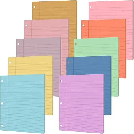 GISGFIM Durable College Ruled Loose Leaf Binder Paper - 100 Thick Sheets, 8"x10.5" 3-Hole Punched Refill Inserts for 3-Ring Binders, Vibrant Office Supplies with Ample Space, Back to School & School Supplies College Essentials, College School Supplies,soh