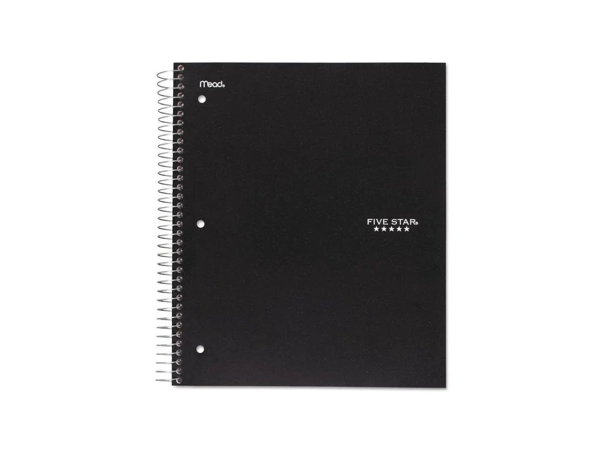 Five Star 72057 Wirebound Notebook, College Rule, 11 X 8 1/2, 100 Sheets, Black