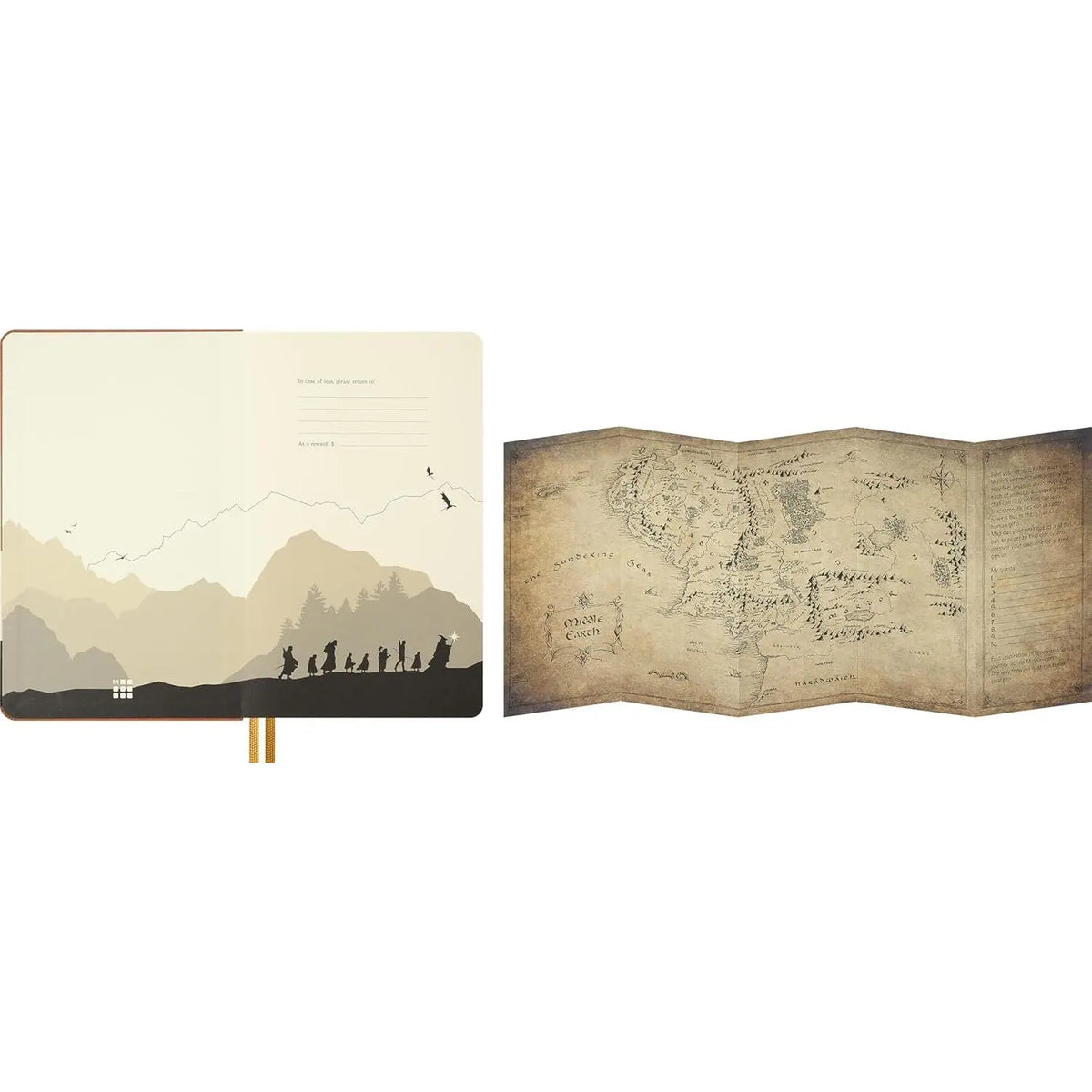 Moleskine Limited Edition The Lord of the Rings Hardcover Journal Notebook, Large (5" x 8.25"), College Ruled, Frodo & Sam Journey Graphic, 176 Pages, Ribbon Bookmark, Eco-Friendly for Fantasy Fans, College Ruled Notebooks, Lined Notepad, Fabric Cover, Be