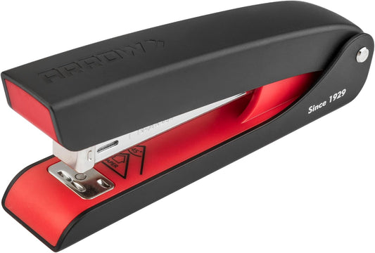 Arrow Desk Stapler with Staples, 25-Sheets Capacity Office Stapler with Anti-Slip Base, Built-in Staple Storage, Full Strip, for Office Home School Use